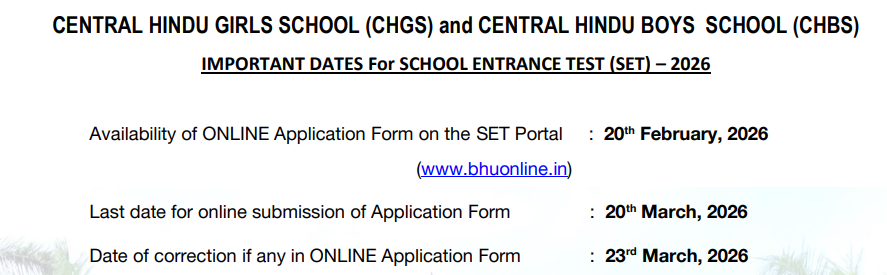 BHU CHS SET 2026 Admission Form