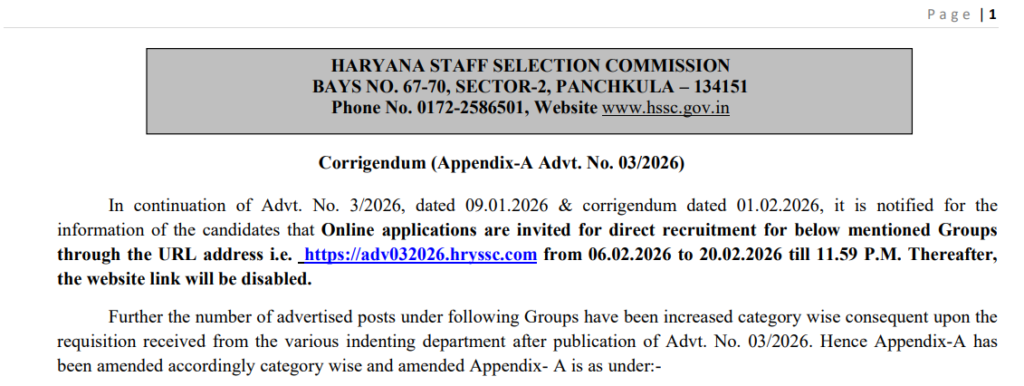 HSSC Haryana Stenographer Online Form 2026