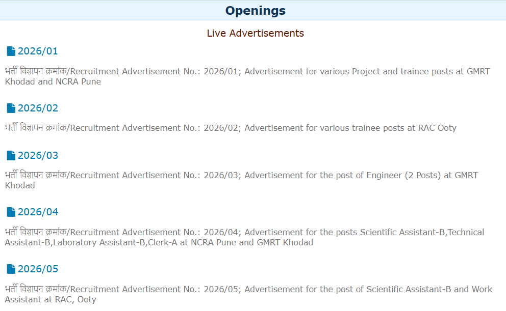 NCRA Trainee/Assistant Recruitment 2026