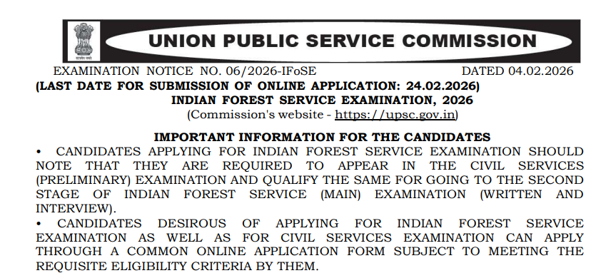UPSC Civil Services (IAS/IPS/IFS) CSE Online Form 2026