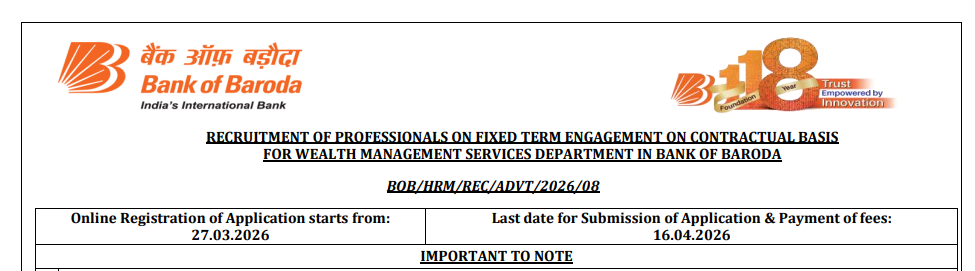 BOB Professional Recruitment 2026