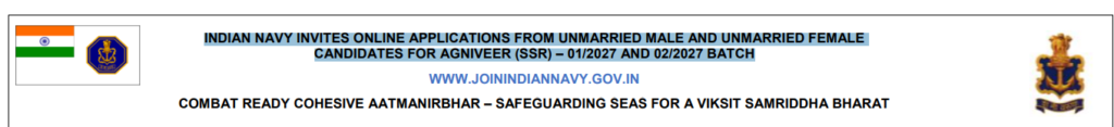 Indian Navy Agniveer SSR Recruitment 2026