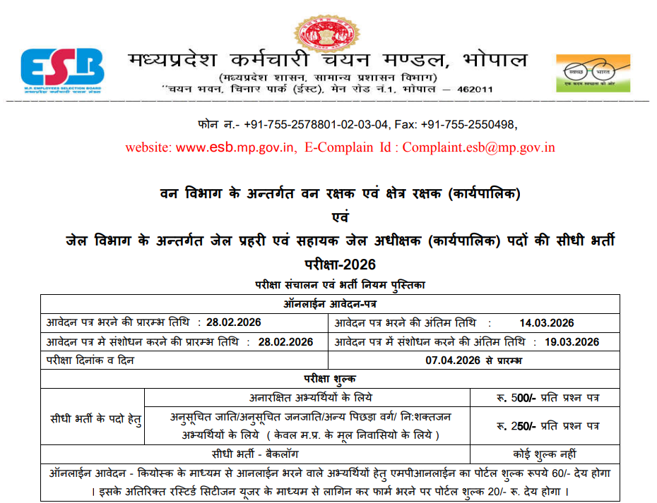 MPESB Recruitment 2026