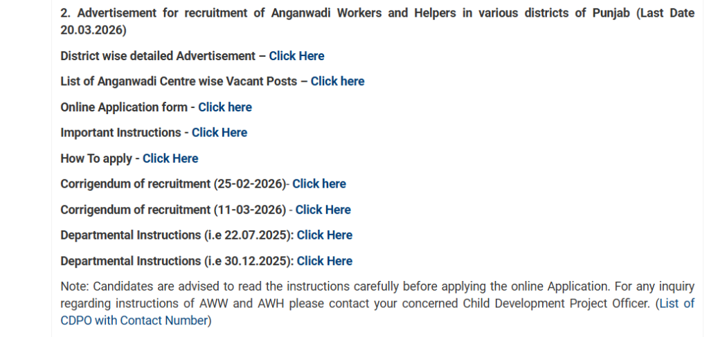 Punjab Anganwadi Recruitment 2026 