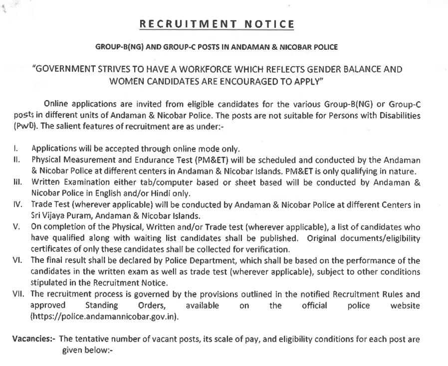 Andaman & Nicobar Police Syllabus Details 2026
