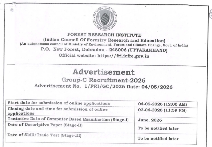 FRI Dehradun Group C Syllabus Details 2026
