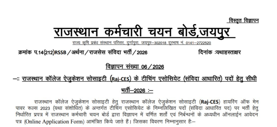 RSSB Teaching Associate Syllabus Details 2026