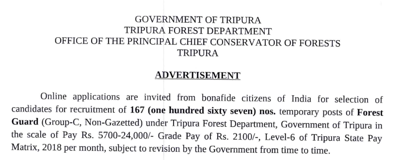 Tripura Forester & Forest Guard Recruitment 2026