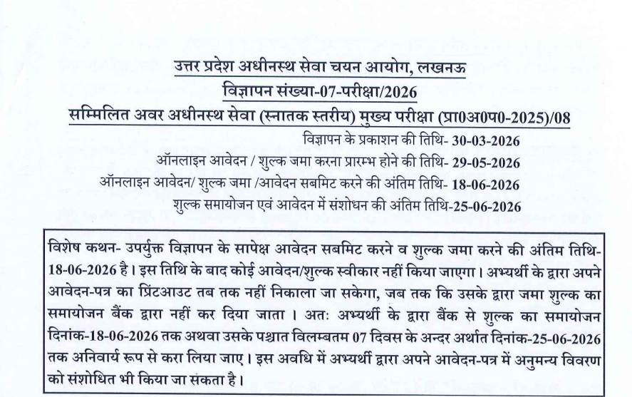 UPSSSC Lower PCS Recruitment 2026