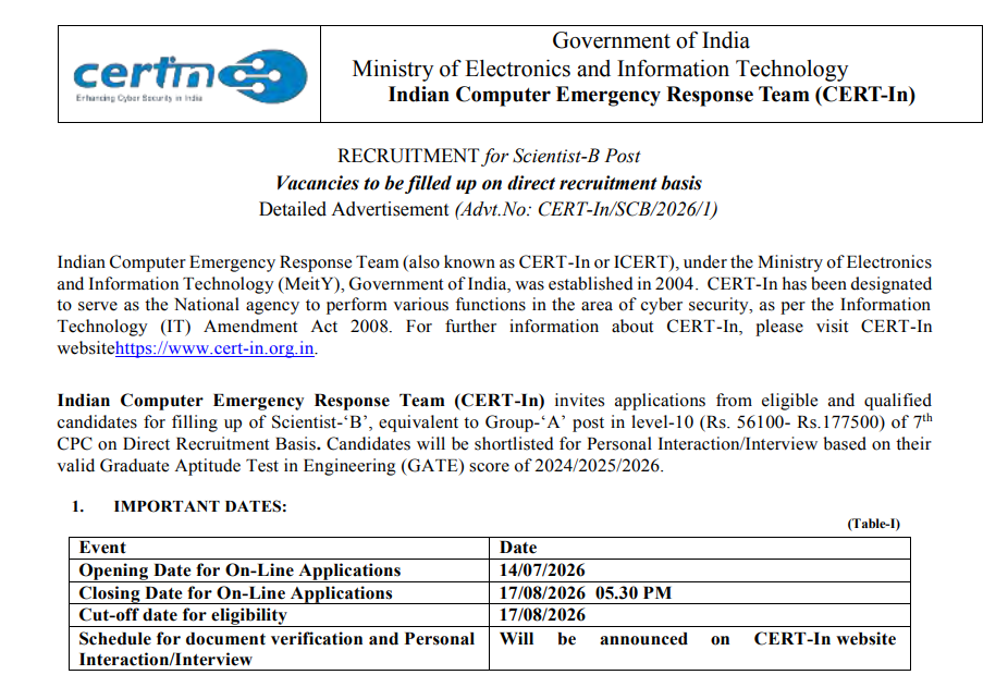 ICERT Scientist B Recruitment 2026