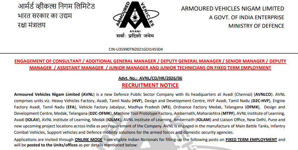 AVNL Technician & Executive Syllabus Details 2026