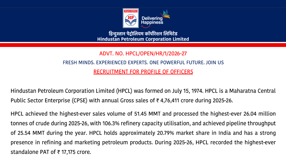 HPCL Junior Executive Syllabus Details 2026