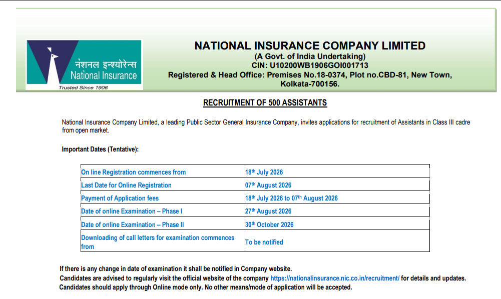 NICL Assistant Syllabus Details 2026