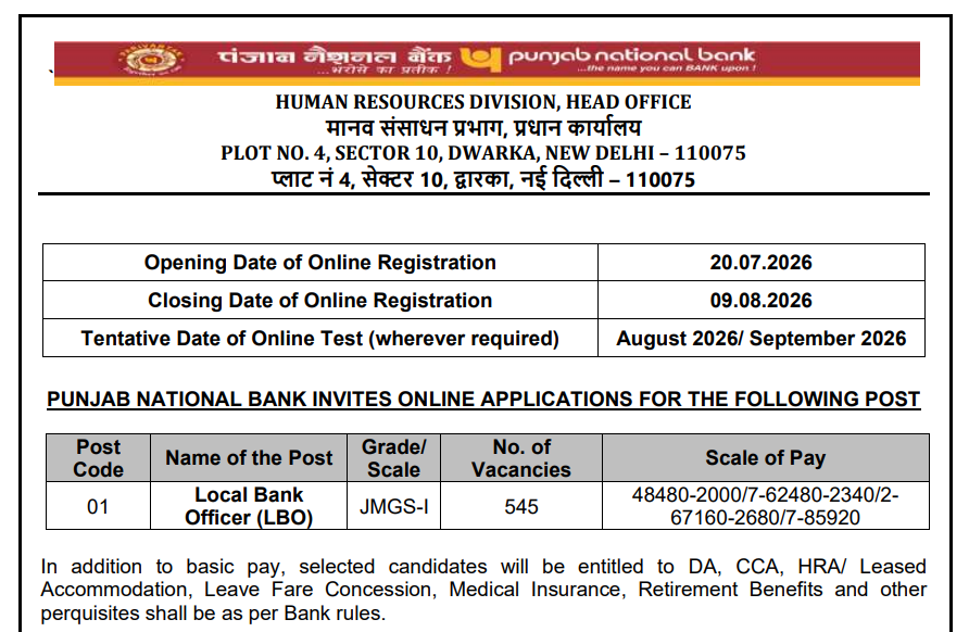 PNB LBO Syllabus Details 2026